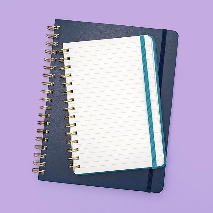 PAPERAGE Lined Spiral Journal Notebook, (Black), 160 Pages, Large B5 Hardcover Journal for Women & Men, 10 in x 8.15 in - 100 GSM, Thick Paper, Spiral Notebook for Work, School & Journaling