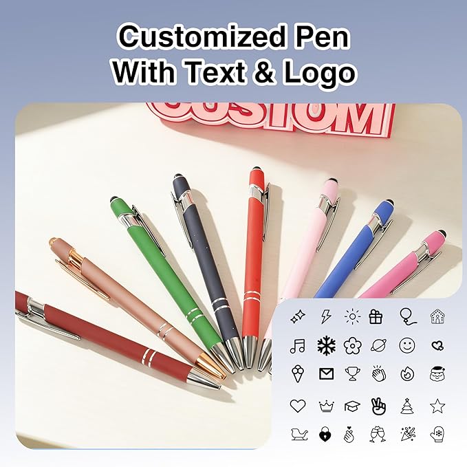 CRME Bulk Custom Pens Personalized Customized Engraved Writing Pen with Name Logo Soft Grip Ball Point Pen for Men Women Smooth Writing Black Ink for Coworkers Nurse Office Supplies Purple