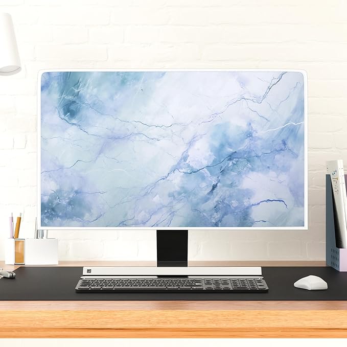 Baocicco Fashion Haze Blue Marble Screen TV Cover Cover 70 Inch Waterproof Full Body Covers for TV Display Screen Weatherproof Television Sleeve Compatible with Television LED LCD OLED TV