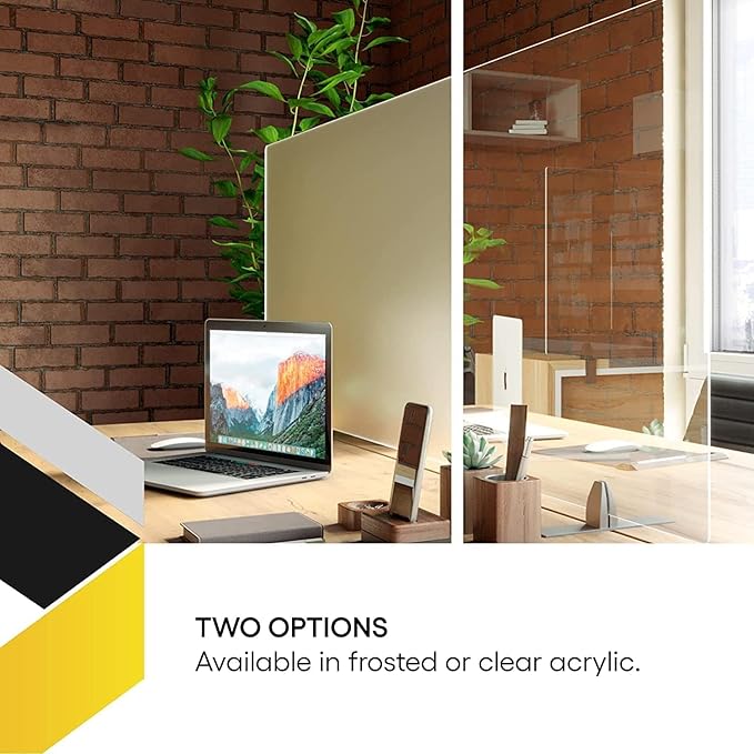 OBEX Acrylic Free Standing Screen, Divider for Desk Privacy Home & Office Partitions for Table Top Workstation, Portable Cubicle Panel for Work, 24" x 24", Clear