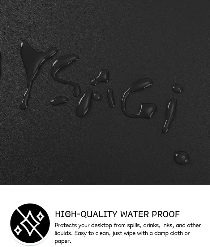 YSAGi Non-Slip Leather Desk Pad, Waterproof Laptop Computer Desk Keyboard Mat, Table Protector Blotter Mat, Large Mouse Pad for Office/Work/Home/Decor(Black, 23.6" x 13.7")
