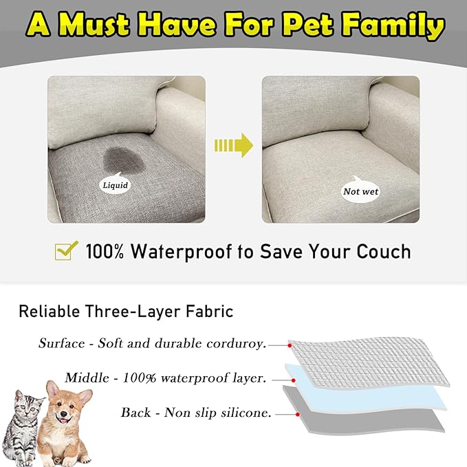 Couch Arm Covers, Waterproof Armrest Cover for Sofa, Armchair, Loveseat, Non-Slip Recliner Arm Cover, Sofa Arm Covers, Headrest Covers, Arm Chair Covers Set of 2 (Taupe, 24"×20")