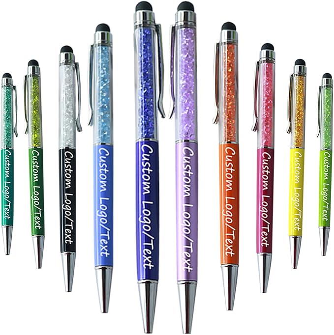 Yucold Customized Pens with Name/Logo - Touch Screen Stylus Ballpoint Pen, Perfect for Weddings, Business & Personalized Gifts (Multicolor,30)