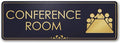 Conference Room Sign Office Meeting Sign, Black/Gold, Engraved, 3" x 9", Fade Resistance, Indoor/Outdoor Use, USA MADE By My Sign Center