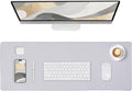 ALOANES Silvery Waterproof Desk Mat, Large Mouse Pad with Extended Mouse Mat, with Anti Slip Base, Stitched Edge, Grain Jacquard Surface, Perfect for Gamer, Office & Home, 11.81''x31.50''x0.12''