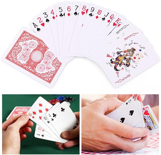 LotFancy Playing Cards, 12 Pack, Decks of Cards Bulk, Poker Size, Standard Index, for Blackjack, Euchre, Canasta Card Game, 6 Blue and 6 Red, Casino Grade Poker Cards