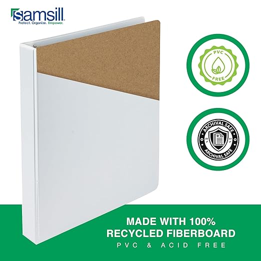 Samsill 3 Inch 3 Ring Binders, Made in USA, Economy Round Ring, Clear View Cover, 550 Sheet Capacity - for School, Home, Office - White, 4 Pack