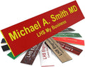 Door Name Plate Personalized for Office Red Plastic Name Plate with Yellow Letters - Made in USA 2x6 B22