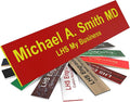 Door Name Plate Personalized for Office Red Plastic Name Plate with Yellow Letters - Made in USA 2x8 B22