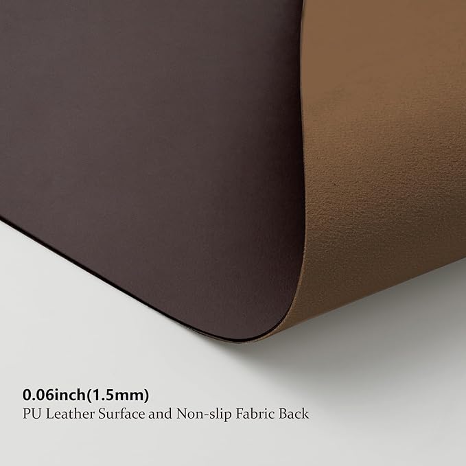 Large Desk Mat - 47.2"x 17" Non-Slip PU Desk Pad for Office and Home - Ideal for Large Mouse Pad and Desk Mats on Top of Desks(Coffee)