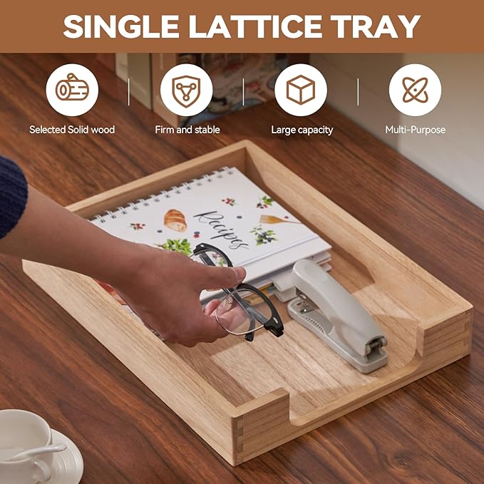 Kirigen Wood Letter-Size Tray Single-Tier (TP-NA)- Wooden Tones Collection Front-Load Documents Tray for Office Desktop Organizer - Desk Magazine, File, Folder, Paper Holder Natural