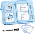 3-in-1 Visual Timer & ADHD Tool for Kids|Adults, Task Timer with Chore Chart Board, Visual Schedule for Kids with Autism, Daily Checklist for Home, School, Classroom, Desk (Blue)