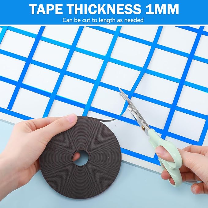 AmazingSpark Magnetic Tape Roll Thin Strips, 0.39 Inch x 33 Feet Magnetic Board Dividers Whiteboard Graphic Decorative Tape Marking Line for Classroom Office Art Accessories(Blue)