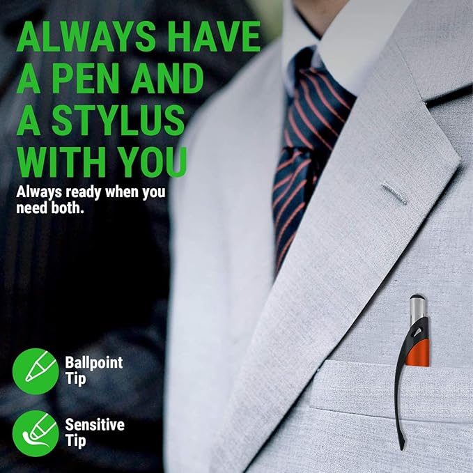 SyPen Personalized Pens With Custom Logo or Text-350 Pack Bulk-for Businesses, Parties, and Events, 2 in 1 Ballpoint Pen & Capacitive Stylus for Touchscreen Devices, Click Action, Black Ink, Orange