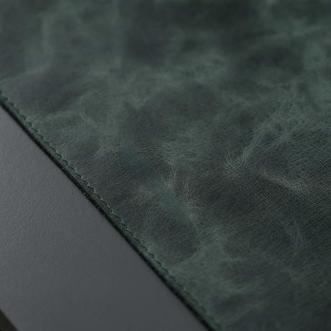 TORONATA Jersey Genuine Calfskin Leather Desk Pad, Office Desk Mat with Non-Slip Bottom, Smooth Surface for Mouse & Keyboard, Desk Protector (36x19 inches) (Dark Green)