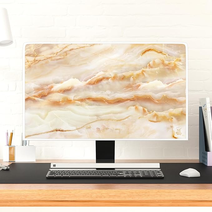 Baocicco Abstract Waterproof TV Screen Cover with Marble Design Aesthetic Television Covers for Xmas Decoration Anti-Static Dustproof Protective Cover for LED LCD OLED TVs 70 Inch