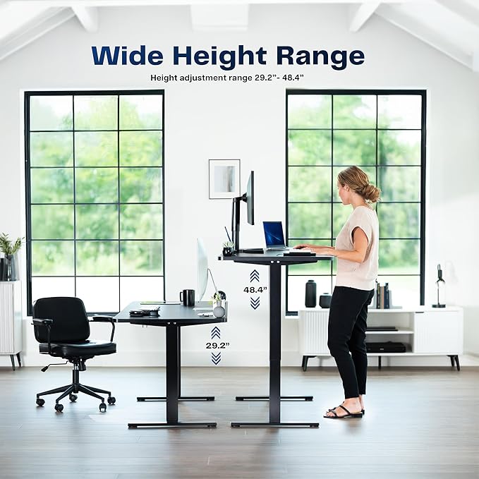 VIVO Electric 60 x 30 in Standing Desk, Memory Height Adjustment, 1B Series, Holds 220 lbs, Dark Walnut Top Black Frame, DESK-KIT-1B6D-30