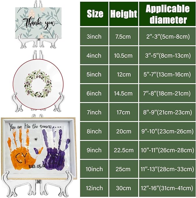 LonlyEagle 12 Pack 3 Inch Clear Plastic Easels or Stand/Plate Holders to Display Pictures or Other Items at Weddings, Plate Stands for Home Decoration, Birthdays, Tables