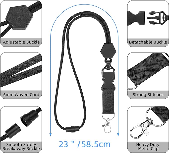Oaridey ID Badge Holder with Lanyard, Safety Breakaway Lanyard with ID Holder, ID Card Holder with 5 Cards Capacity, Carbon Fiber Bagde Wllet, Quick Release, Perfect for Work and Daily Use
