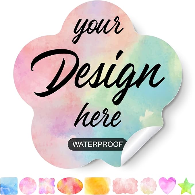 AHEADGOODS Custom Stickers - Personalized Labels, Customized Stickers with Any Design Image Logo Text, 100 Labels (Flower, 4.5"x4.5")