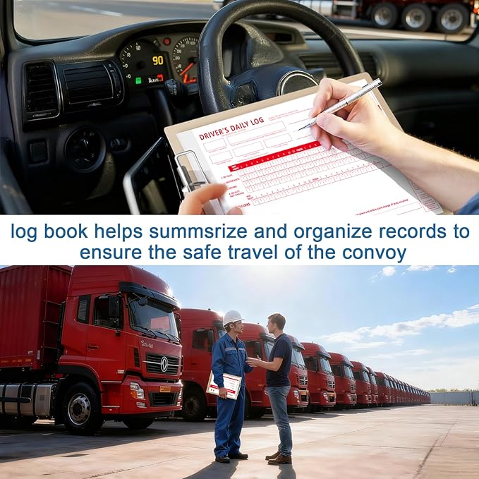 LINAUSTFB 10 Pack Daily Log Books for Truck Drivers with 7 and 8 Day Recap,32 Sets of Forms per Book, 8.5" x 5.5",2-Ply Carbonless Driver Log Book
