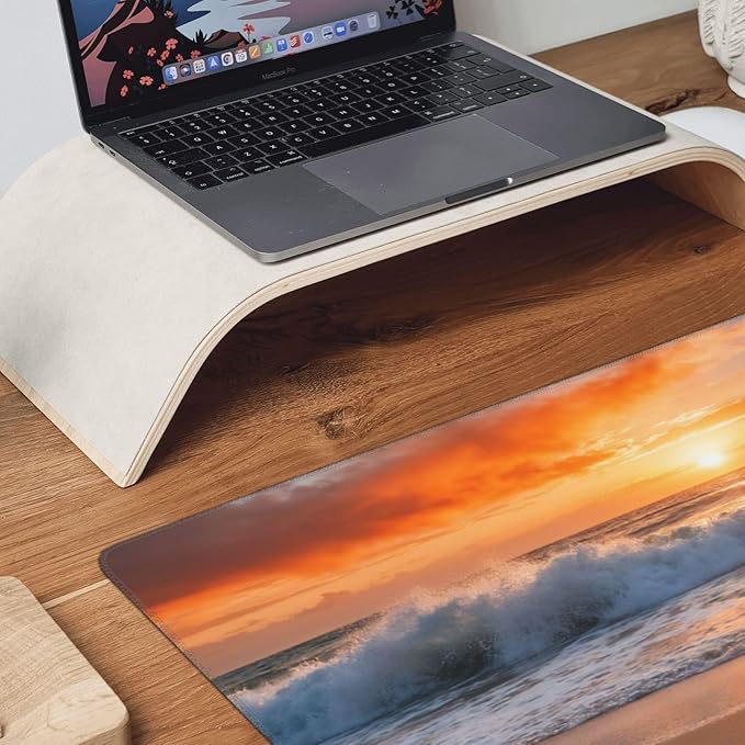 Gaming Mouse Pad,Large Mouse Pads for Desk,Non-Slip Rubber Base Extended Mousepad,XXL Keyboard Mouse Mat,Stitched Edges Computer Keyboard Desk Pad,35.4x15.8inch,Sunset Waves