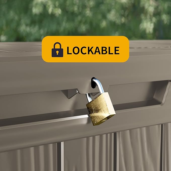 Decksplore 150 Gallon Outdoor Storage Box Waterproof Lockable Resin Deck Box Large, Patio Storage Bin for Pool Accessories Cushion Furniture, Garden Tools, UV-Resistant Outside Delivery Grey