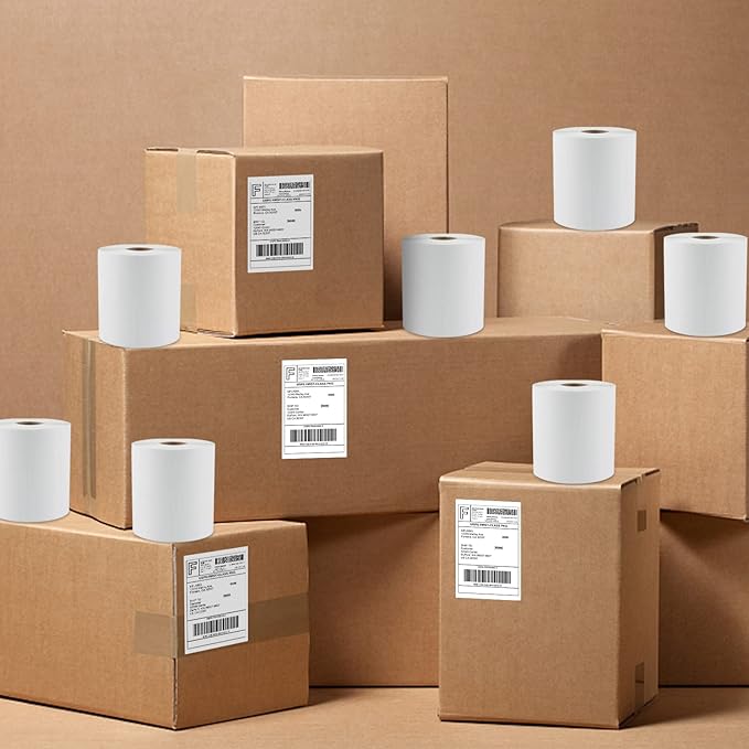 MFLABEL 4x6 Thermal Shipping Labels - 2 Rolls of 250, Perforated & Smudge-Proof Direct Thermal Labels Compatible with Rollo, Zebra, for Amazon UPS FedEx Shopify