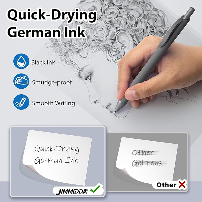 JIMMIDDA Ballpoint Pens Bulk - 107 Pcs Black Ink Pens in Bulk | 1.0 Medium Point Smooth Writing, Wholesale Retractable No Bleed Ball Point Pen for Men Women (Gray Barrel)