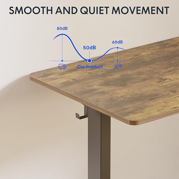 FLEXISPOT One-Piece Electric Standing Desk, 48 x 24 Inches Adjustable Desk with Seamless Desktop, Memory Controller Height Adjustment (Black Frame + Rustic Desktop, 2 Packages)