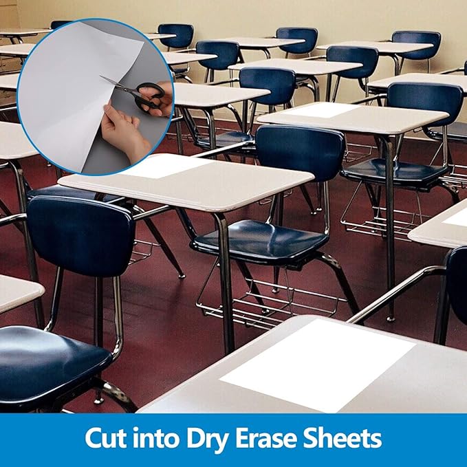 Dry Erase Whiteboard Paper, Large White Board Stickers for Wall, 6x4ft Dry Erase Paper Roll with Adhesive Backing, Perfect Replacement for White Board, No Ghost After 60 Days, 6 Much Better Markers