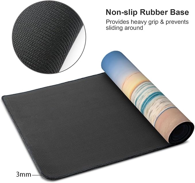 Gaming Mouse Pad,Large Mouse Pads for Desk,Non-Slip Rubber Base Extended Mousepad,XXL Keyboard Mouse Mat,Stitched Edges Computer Keyboard Desk Pad,35.4x15.8inch,Beach Sunrise