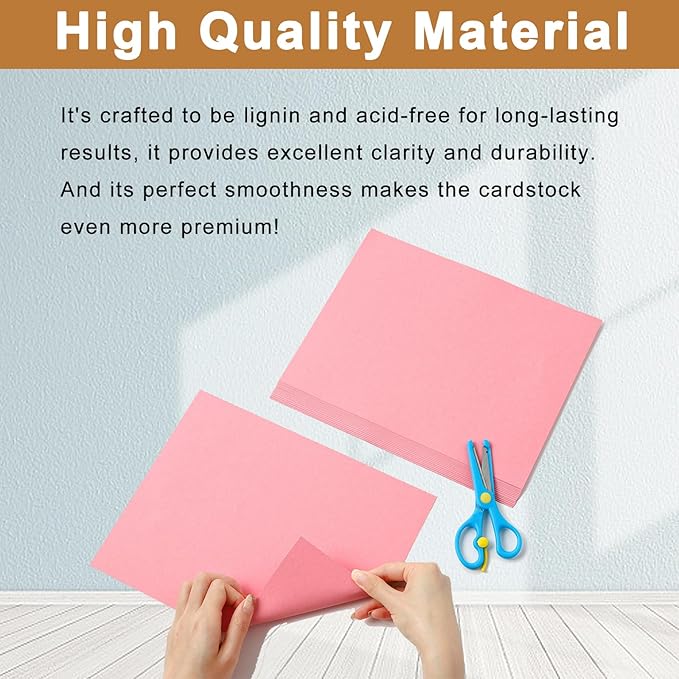 Silunkia 300 Sheets Pink Cardstock 8.5 x 11 Printer Paper, 75lb Premium Crafting Paper Card Stock for Confession Card, DIY Cards Making, Greeting Cards, Wedding Invitations, Birthday Party