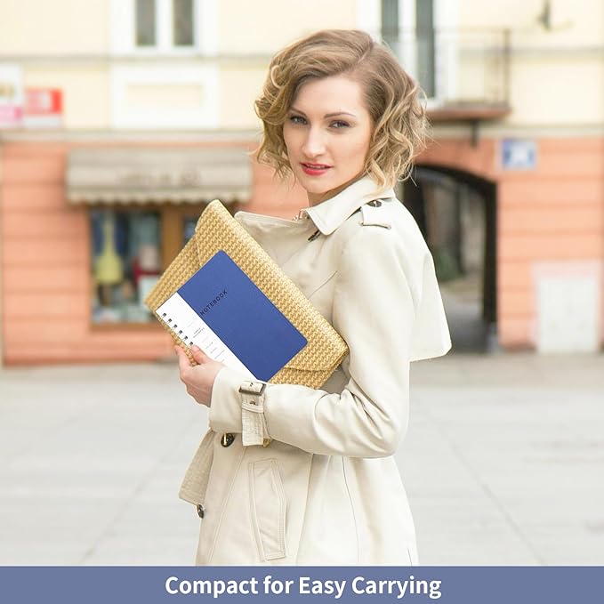 Spiral Notebook-5.75" x 8.125" College Ruled Journal with Inner Pockets and 160 Pages,PU Leather Cover Business Journal, Twin-Wire Binding Notebook Perfect for Office & Home School Supplies 3 pack Yellow ReefBlue NavyBlue