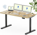 FLEXISPOT Solid Rubberwood Electric Standing Desk with Elegant Oval Legs, 63"x24" Height Adjustable Desk for Home Office & Living Spaces (Black Frame)