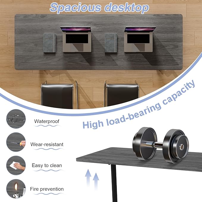 Conference Table Flip Top Mobile Conference Room Tables,Folding Conference Table with Wheels,Large Meeting Training Seminar Table Saving Space for Office Classroom(10C,70.8'')