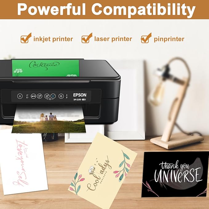 Silunkia 40 Sheets Black Cardstock 8.5 x 11 Printer Paper, 200gsm/75lb Heavyweight Black Card Stock for Halloween, DIY Card Making, Greeting Cards, School Crafting, Wedding Invitations