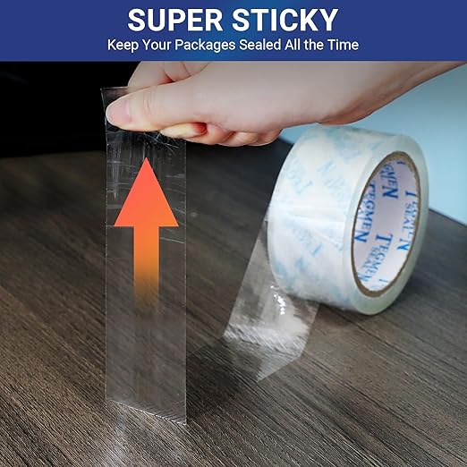 TegmenSeal Heavy Duty Clear Packing Tape with Dispenser Combo for Shipping, Moving & Storage,Thicker Clear Packing Tape,1.88 inches Wide, 60 Yards Per Roll, 60 Total Yards
