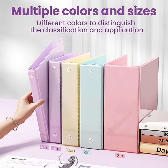 SUNEE 3 Ring Binder 2 Inch 1 Pack, Clear View Binder Three Ring PVC-Free (Fit 8.5x11 Inches) for School or Office Supplies, Purple