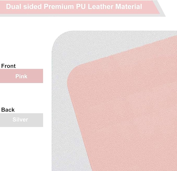 SUJAYU Dual Sided PU Leather Desk Pad, Mouse Pad, Office Desk Mat, Non-Slip Laptop Desk Pad, Waterproof Desk Writing Pad for Office and Home (31.5" x 15.7", Pink+Silver)