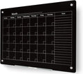 J&J worldwide Magnetic Whiteboard Calendar, 47 x 35 Black Glass Wall Calendar Dry Erase Board Monthly Planner for Home, School, Office, Frameless, with Markers, Marker Tray, Eraser, Magnets