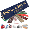 Engraved Custom Door Plate Navy Blue Plastic Office Door Sign with Gold Letters - Made in USA 2x8 B10
