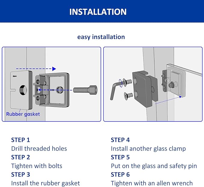 Glass Clamp－4PCS Adjustable Glass Shelf Bracket, 1/3 "-1/2 " 304 Stainless Steel Glass Clamps, Glass Clamp Bracket is Suitable for Railing, Stairs, Glass Wall, All Kinds of Glass (Black-20pcs)