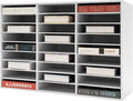27 Slots Mail Sorters for Office, PVC Literature Organizer with Removable Shelves, Door-Less Mail Center Paper Storage Cabinet for Files Magazines Documents, 9.8 * 2.2in Each Slot (27 Slots - White)