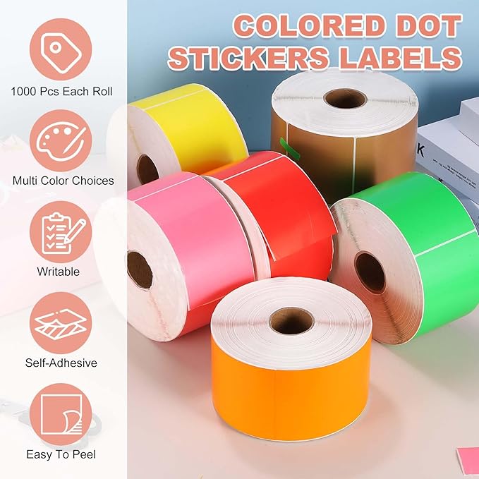 PATIKIL 1000Pcs Colored Coding Labels Stickers, 5x3 Inch Rectangle Inventory Stickers Self Adhesive Tags for Office Business Inventory Management Product Labeling Home Decor, Red