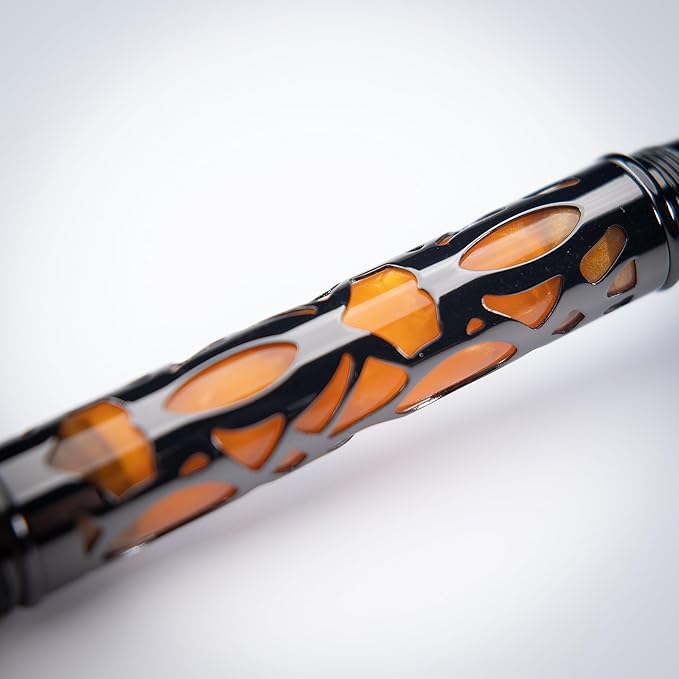 Conklin Endura Deco Crest Fountain Pen in Orange with Rose Gold Accents – Fine Nib, Refillable Luxury Writing Instrument