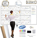 Large Reusable Dry Erase Yearly Wall Calendar - Jumbo Premium Laminated 12 month Task Organizer - 38"x72" Undated Annual Planner for Home, Office, School Projects