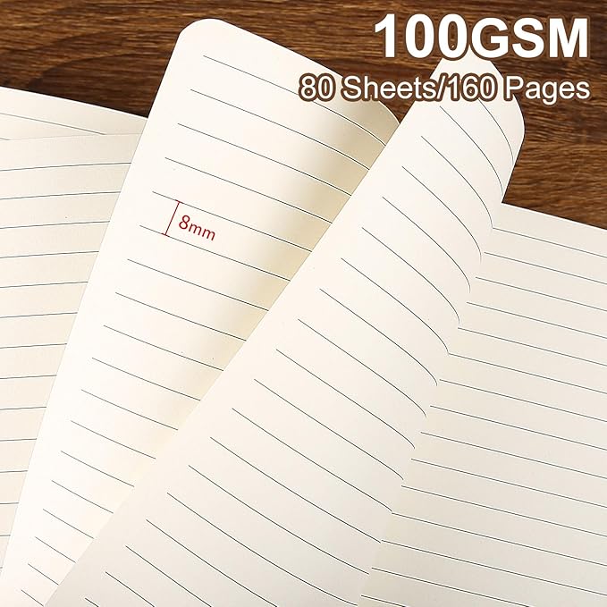 TSFPapier Lined Journal Notebook for Work College Ruled Note Book 7.2"x9.6" B5 PU Leather Daily Journaling 160 Pages for Women Men Writing Home School Supplies Business (Red)