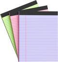 AILZFEI Colored Legal Pads 8.5 x 11 Note Pads 8.5 x 11 inch, Wide Ruled Clear Print Writing Pads 30 Sheets/Pad, 80gsm Colored Paper, Perforated Notepad with Sturdy Back (3 Pads)