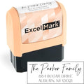 ExcelMark Address Stamp - Custom Return Address Stamp with Elegant Designs, Vibrant Colors & Patterns – Perfect for Mail, Invitations & Gifts (Peach Mount, Santa Catalina)